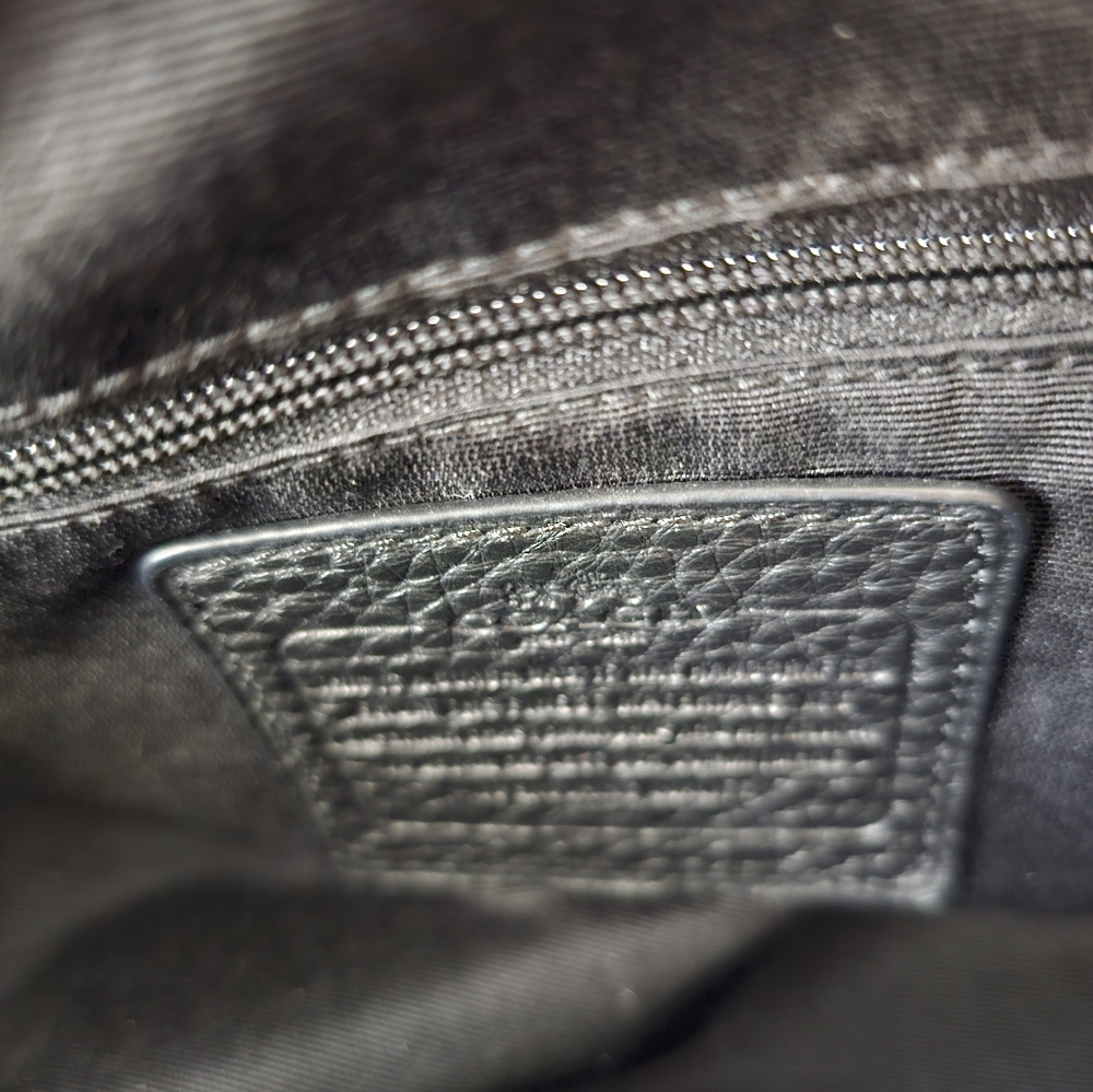 Coach Black Pebbled Leather Shoulder Bag with Gold Accents - Picture 3 of 7
